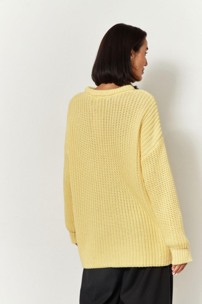 Свитер крупной вязки из хлопка (one size, лимонный) 2174